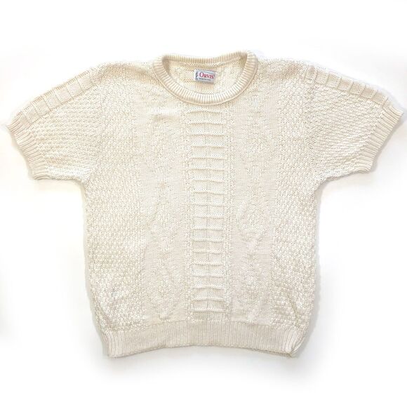 Orvis Women's Cream Cotton Crewneck Sweater Medium - Picture 2 of 7